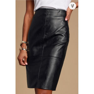 Lulu's She's Irresistible Black Vegan Leather Pencil Skirt